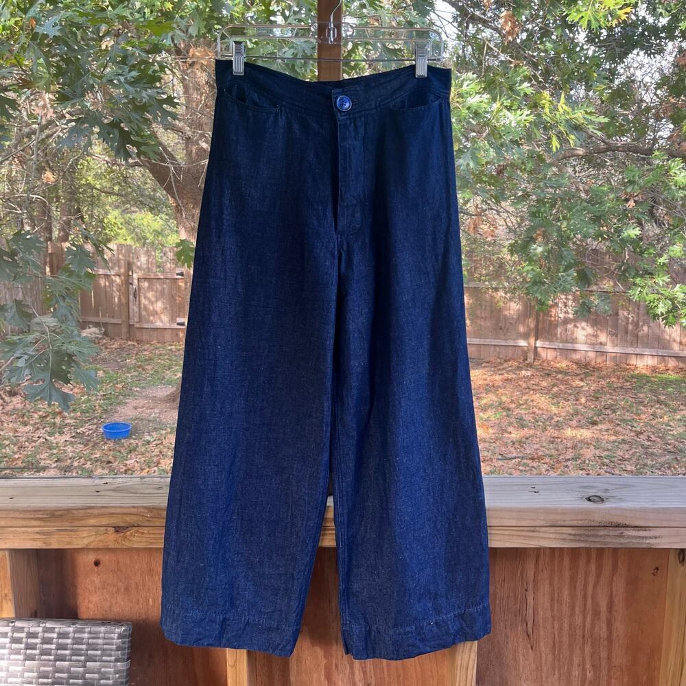 SBJ Austin Women's Blue Denim High Rise Wide Leg Trouser Jeans Size 2